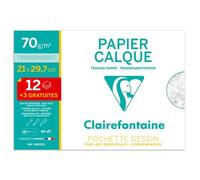 Clairefontaine Pochette calque A4 21 x 29,7 cm – 12+3 feuilles – 70/75 g – blanc