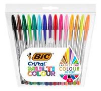 BIC Cristal Multicolour Stylo bille à capuchon pointe large 1,6 mm - Pochette de 15 coloris assortis