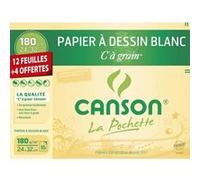 CANSON 92079 Papier Dessin C Grain Ncre Gouache Feutre 180g A4+ Pochette Lot de 12 Noir