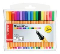 STABILO Stylo-feutre Point 88 Mini 688/18-2 Pointe fine 0,4 mm Pochette de 18 assortie