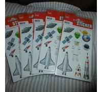 Pochette De 3 Feuilles Stickers Deco " Espace " Bsb " Lot De 5