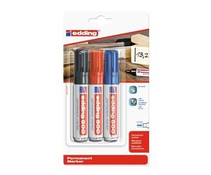 Pochette de 3 marqueurs permanents E 500 - pointe biseautée EDDING
