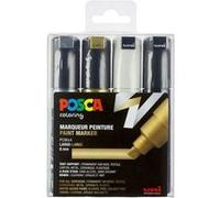 POSCA Marqueur 182602 – Pointe large biseautée – Lot de 4