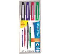 Paper-Mate Feutres Pochette de 4 - Pointe en nylon 0,7 mm - Bleu/Noir/Rouge/Vert