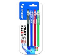 Pochette de 4 stylos Kleer - PILOT - Noir/Bleu/Rouge - Effaçable