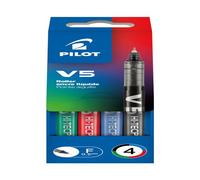 Pilot Pen Stylo roller Hi-Tecpoint V5 pointe fine 0,5 mm – Pochette 4 couleurs assorties