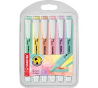 STABILO swing cool Pastel Surligneur pointe biseautée 1 et 4 mm - Coloris assortis - Pochette de 6