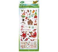 Folia 1412 - Lot de 5 Feuilles d'autocollants à Paillettes de Noël, Environ 10 x 23 cm, Motifs Assortis - Idéal pour décorer des Cartes de vœux, des travaux manuels et du Scrapbooking