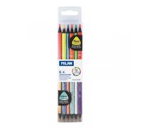 Pochette De 6 Crayons Bicolores Corps Triangulaire Assortiment