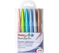 Pochette de 6 Feutres pinceau Pentel Brush Sign Pen Pastel Multicolore E