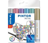 Pochette De 6 Marqueurs Peinture Multi Supports Pintor Pilot Coloris Métallisés
