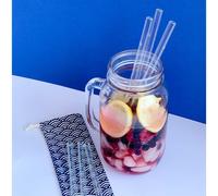 Pochette de 6 pailles en verre et 1 goup
