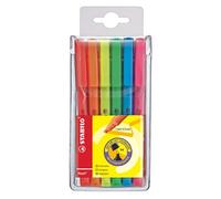 STABILO Surligneur Flash – Pochette de 6 surligneurs fluo, coloris assortis