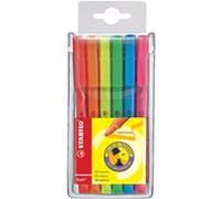 STABILO Surligneur Flash – Pochette de 6 surligneurs fluo, coloris assortis