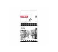 Uni-ball – Pochette 8 feutres Uni Pin – Pointes calibrées ultra-fines, larges et brush – Encre noire