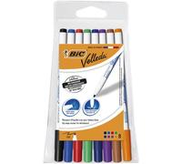 BIC Velleda 1721 Feutres Effaçables A Sec à Pointe Fine pour Tableau Blanc - Couleurs assorties, Pack Carton de 8