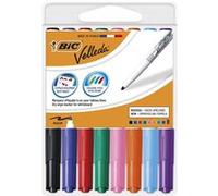 BIC Feutres pour tableau blanc Velleda 1741 – Effaçables à sec, pointe conique moyenne, pochette 8