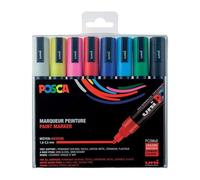Pochette de 8 marqueurs Posca PC-5M | pointe moyenne conique