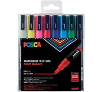 Pochette de 8 marqueurs - Posca - PC3M - Pointe fine conique - Tous supports