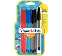 Paper-Mate Stylos bille InkJoy 100 Pointe classique Pochette de 8 coloris assortis