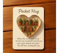 Pochette de bibliothèque Pocket Hug, soutien émotionnel Pocket Hug, avec mini figurines mignonnes en résine et cartes d'encouragement, pour les collègues de travail, reconnaissance des employés,Plants