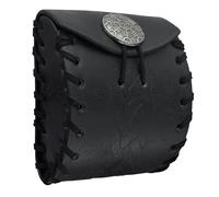 Pochette de Ceinture carrée médiévale, Porte-Monnaie en Cuir PU gaufré avec dés for Cosplay, Renaissance Faire(Black B)
