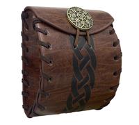 Pochette de Ceinture carrée médiévale, Porte-Monnaie en Cuir PU gaufré avec dés for Cosplay, Renaissance Faire(Brown B)