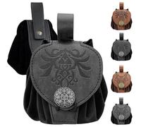Pochette de Ceinture en Faux Cuir embossé médiéval, Retro Renaissance Portable Belt Bag Coin Purse Dice Bag (Noir-B)
