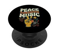 Pochette de Disque Vinyle rétro Peace Through Music Groovy Hippie PopSockets PopGrip Adhésif