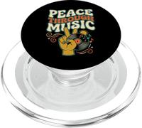 Pochette de Disque Vinyle rétro Peace Through Music Groovy Hippie PopSockets PopGrip pour MagSafe