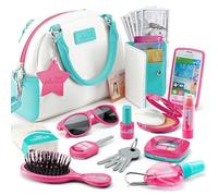 Pochette de jeu pour filles et tout-petits - Accessoires pour filles: téléphone jouet, portefeuille cartes crédit, clés, maquillage imaginaire pour jeux de rôle, jouets pour filles de 3 4 5 6 7 8 plus