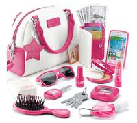 Pochette de jeu pour filles et tout-petits - Accessoires pour filles: téléphone jouet, portefeuille cartes crédit, clés, maquillage imaginaire pour jeux de rôle, jouets pour filles de 3 4 5 6 7 8 plus