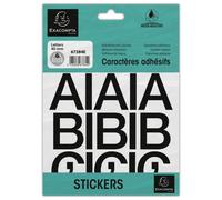 Pochette de lettres adhésives noires A-Z 40 mm - Noir