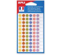 APLI Gommettes rondes 102147 - 385 pastilles Ø 8 mm couleurs pastel assorties (Jaune/Blanc/Violet)