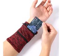 Pochette de poignet, brassard de sport, portefeuille de poignet avec fermeture éclair pour la course à pied, le cyclisme, la randonnée, le yoga, la marche et plus encore (rouge violacé, L)