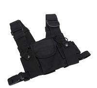 Pochette de Poitrine, Pochette Avant de Harnais de Poitrine en Nylon Noir pour Talkie-walkie, Sac à Dos Double pour Les Militaires de Lutte Contre Les incendies