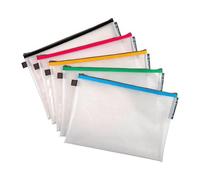 Pochette de rangement à fermeture éclair A4 Exacompta coloris assortis - Lot de 5