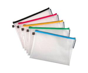 Pochette de rangement à fermeture éclair A4 Exacompta coloris assortis - Lot de 5