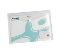 Pochette de rangement à pression avec porte carte A4 Rexel Ice incolore - Paquet de 5
