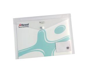 Pochette de rangement à pression avec porte carte A4 Rexel Ice incolore - Paquet de 5