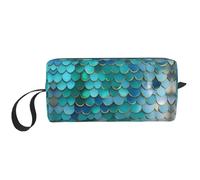 Pochette de rangement compacte avec imprimé écailles de sirène, sac de transport minimaliste, grande capacité pour transport protecteur