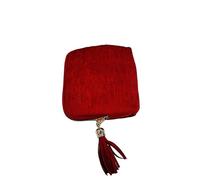 Pochette De Rangement De Voyage Pour Bijoux Avec Fermeture Éclair À Pompon Pour Colliers, Bagues, Boucles D'Oreilles,Rouge