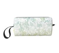 Pochette de rangement portable avec imprimé algues vertes et bleu marin, étui de rangement de voyage, sac de rangement zippé pour un accès rapide