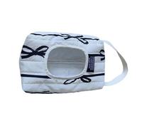 Pochette de rangement portable en coton matelassé pour voyage, maison, voiture, articles cosmétiques faits à la main, blanc, Taille unique