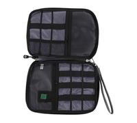 Pochette de Rangement pour Câbles, Voyage, PVC Noir, Multi-Compartiments | Portable, Résistante à L’usure, Style Simple et Mode, pour Chargeurs et Accessoires Numériques en Déplacement