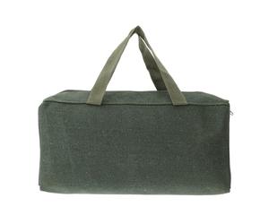 Pochette de Rangement pour Outils en Toile Verte, Grosse Ouverture | Poignées Doubles en Alliage D’aluminium, Intérieur Spacieux, Revêtement Imperméable, Atelier et Maison
