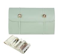 Pochette de rangement pour pinceaux de maquillage, 54 x 23 x 1 cm, design 4 en 1, fentes élastiques sécurisées, rangement facile à transporter, étui pliable pour femmes, hommes, artistes, Vert, Refer