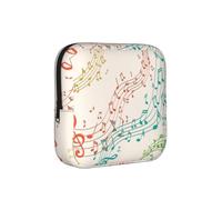 Pochette de Rangement pour Serviettes hygiéniques à Motif de Notes de Musique colorées, avec Fermeture éclair, et Porte-Monnaie.