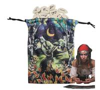 Pochette de rangement pour tarot - Organiseur de divination de voyage double face avec cordon de serrage, sac de jeu de tarot, sac à cordon pour les amateurs de tarot, sorcières, magiciens, Sxf02