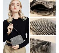Pochette de soirée clutch sac à main sous le bras avec strass et chaîne amovible pour femme，Argent